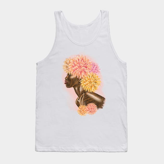 Pretty young girl with flowers in hair. Tank Top by Olena Tyshchenko